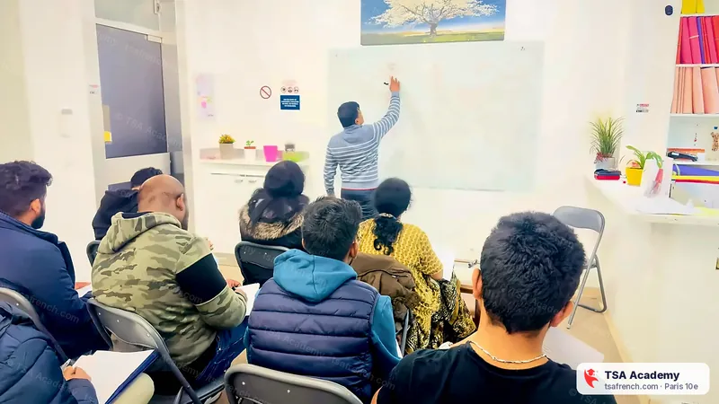 Moïse teaching his class in French and Tamil, TSA Academy Paris 10e
