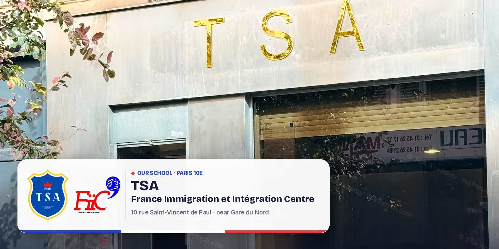 The entrance of TSA - France Immigration and Integration Center, 10 rue Saint-Vincent de Paul, Paris 10e